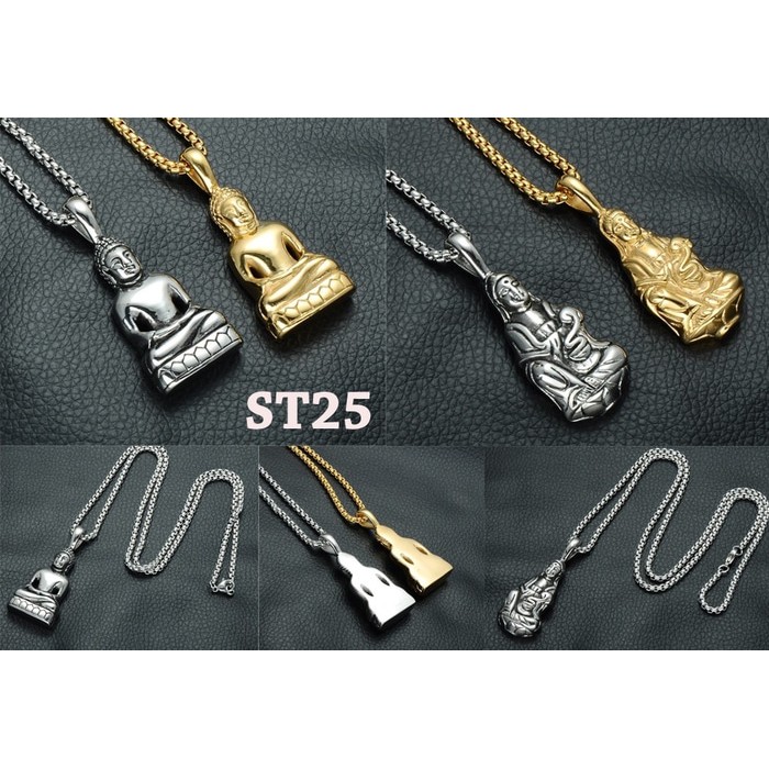 Kalung Liontin Stainless Buddha & Guan Yin (Classic Style)(ST25)