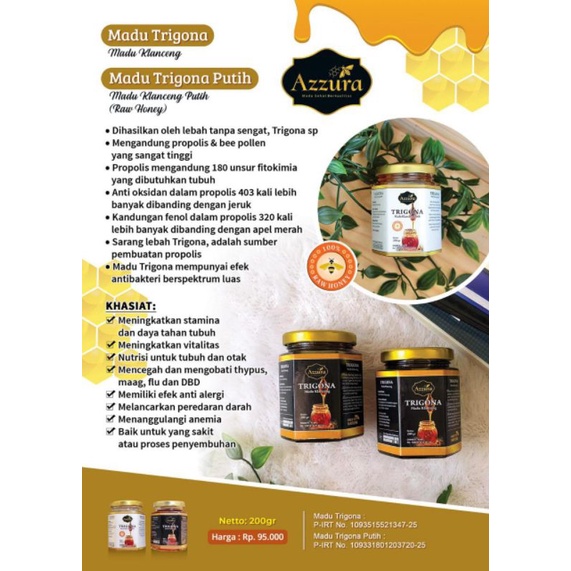

MADU TRIGONA, Madu Asli memiliki ijin BPOM dan Sertifikat SUCOFINDO.