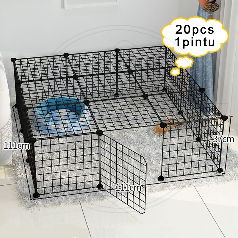 Kandang Kucing Kandang Anjing Kelinci tempat tidur Pet Cage Pagar Besi DIY Kandang Hewan Peliharaan-4