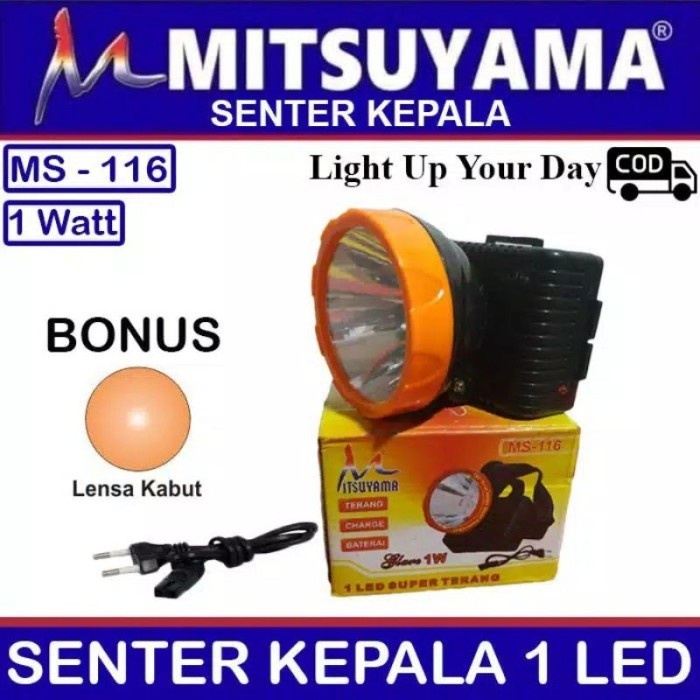 COD SENTER KEPALA LED + CHARGE MITSUYAMA MS-116