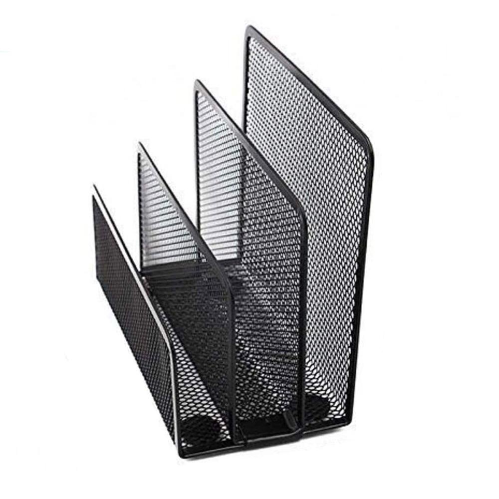 Lanfy Bookends Desktop Metal Mesh Desk Organizer Tempat Buku Desk Mail Organizer Kertas Organizer Tempat File