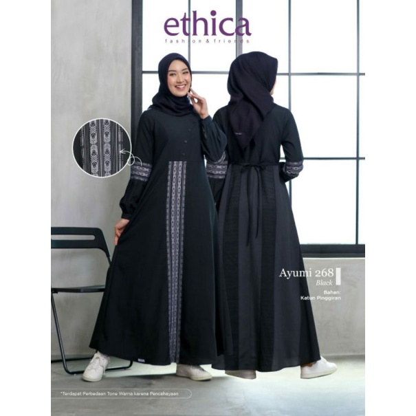 TERBARU ETHICA AYUMI 268 BLACK AND GREY DRESS GAMIS BUSANA MUSLIM ETHICA