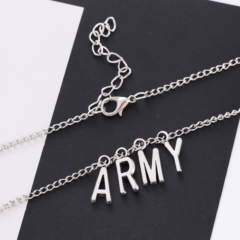 Kalung Rantai Dengan Liontin Tulisan ARMY Untuk Pria / Wanita