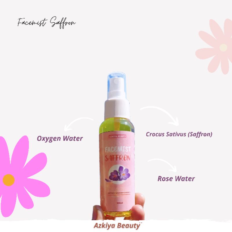 Facemist Saffron Beauty Toner Spray 100 ml | Air Saffron With Rose Water Original Azkiya Beauty