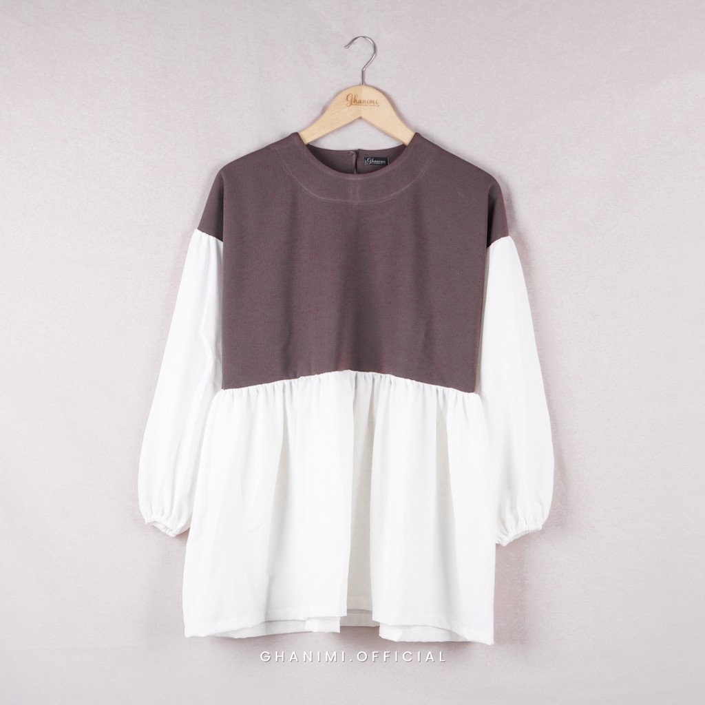 Ghanimi - Nuna Blouse / Polos Two Tone-Choco