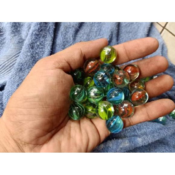 ✈ Kelereng mata kucing 1 kg gundu hias metalik motif blimbing / guli pajangan hiasan aquarium ❂