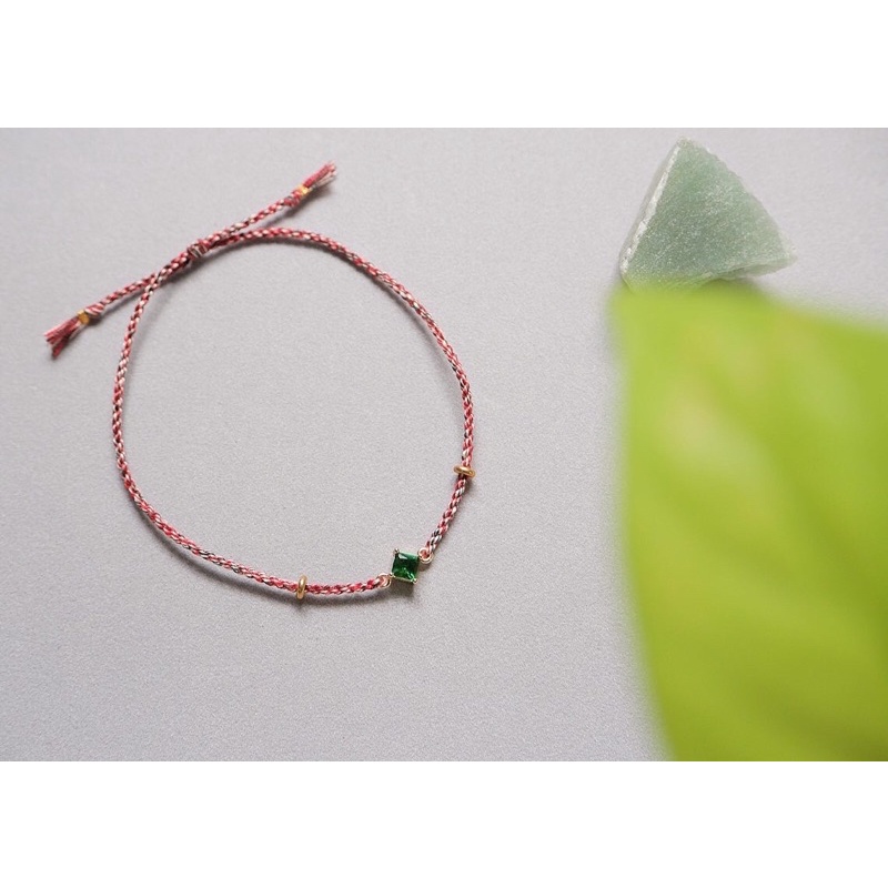 Gelang Tali Gypsy Boho Green Crystal Allside