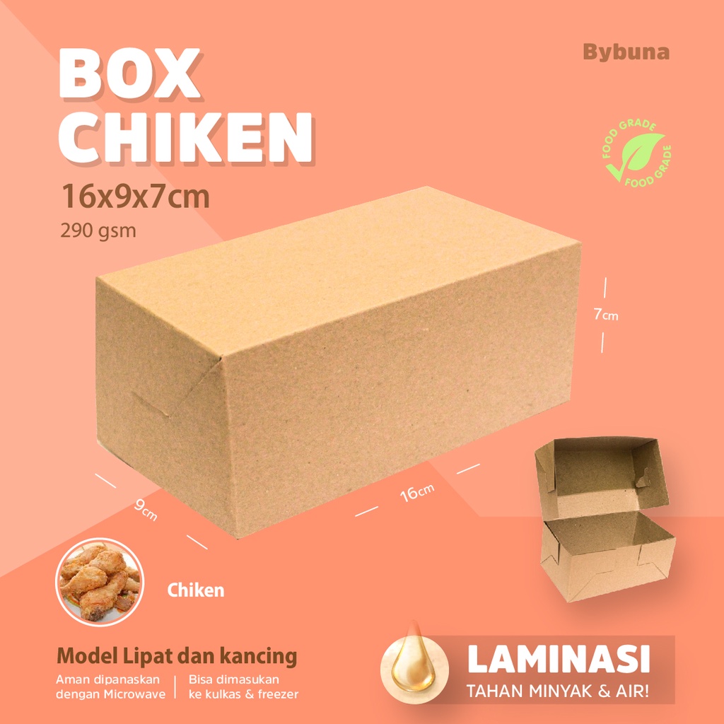 Jual Box Packaging Kraft Chicken Ayam Geprek Dus Makanan Laminasi