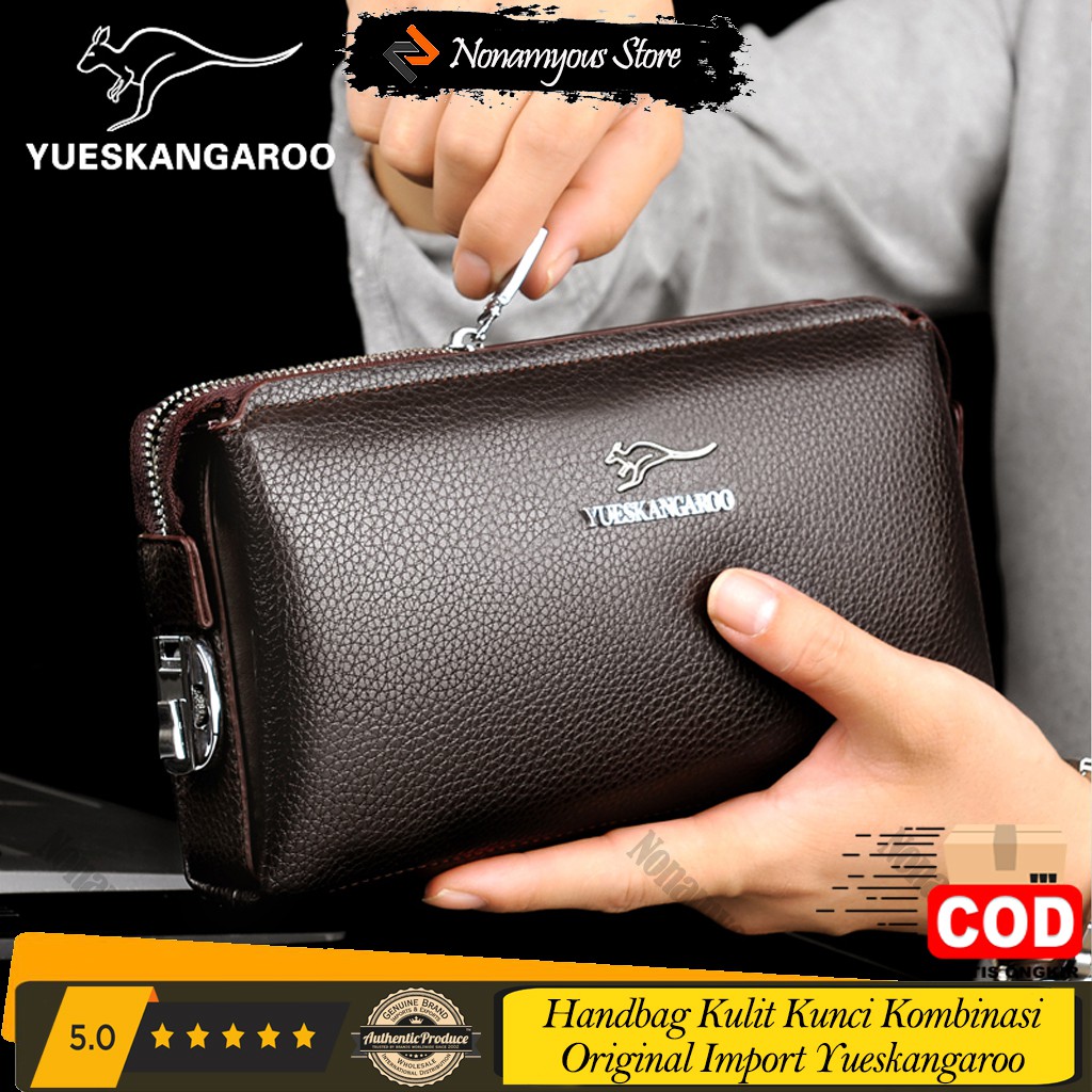 [ORIGINAL] Yueskangaroo Handbag Kulit Kunci Kombinasi Import Pria dan Wanita Anti Thief Clutch Wallet With Key Number