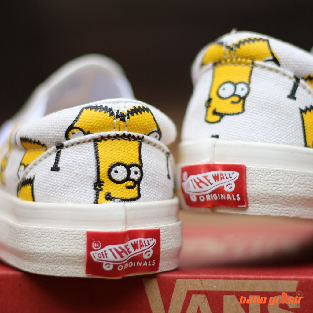 PROMO BEST QUALITY Sepatu Anak Vans Slip On KIDS Bart Lisa White, Tapak Gum Outsole Anti Slip, Import Premium