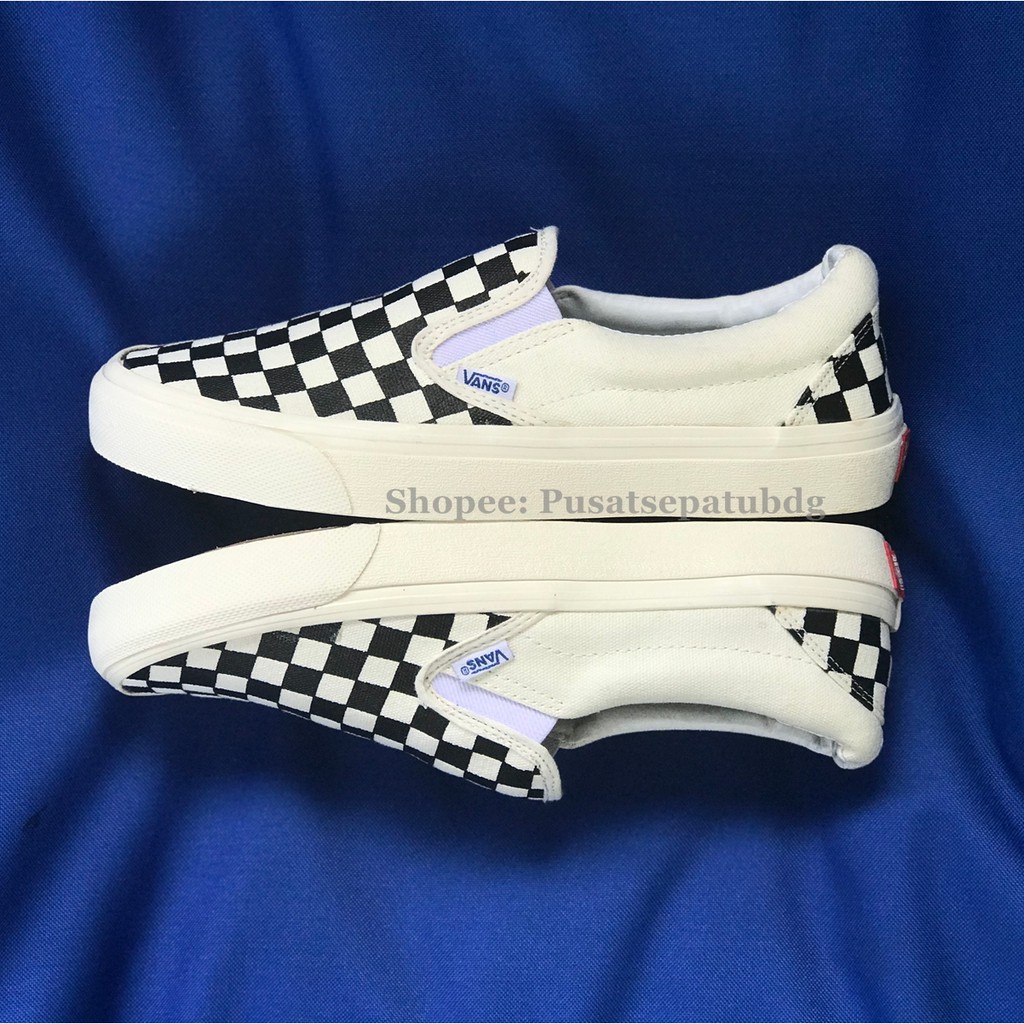 Sepatu Vans Slip On Premium Checkerboard Black White