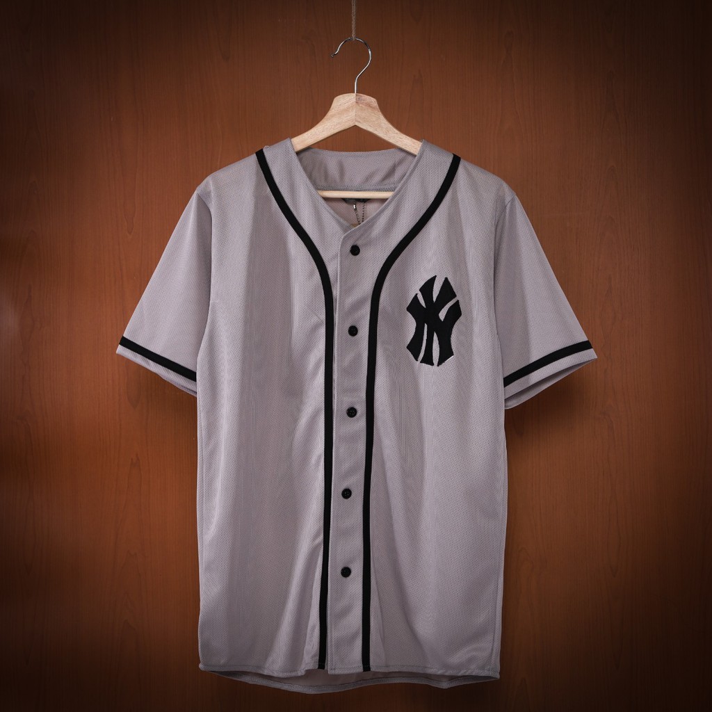 JERSEY BASEBALL NY Grey Blacklist Pria & Wanita By SUAPPAREL.CO