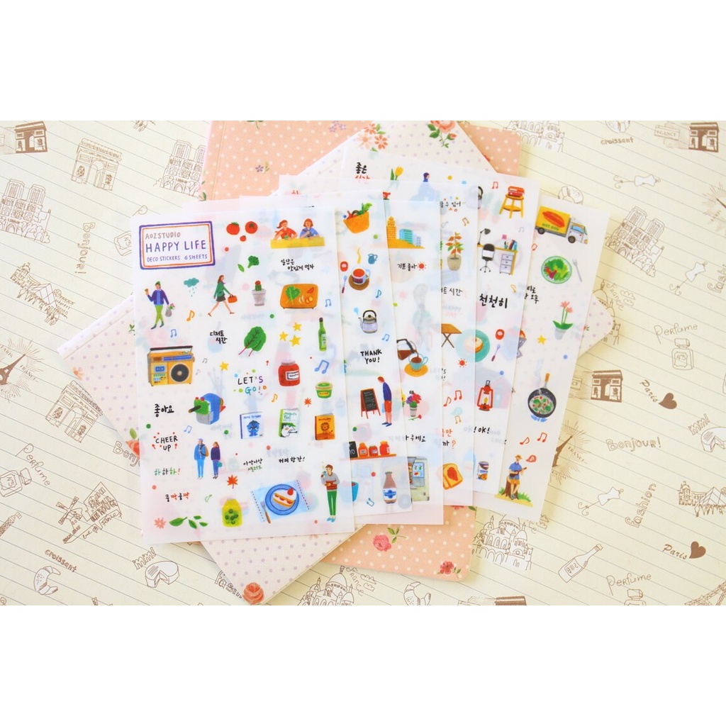 

AOZ Studio Happy Life Floral & Cartoon Deco Stickers