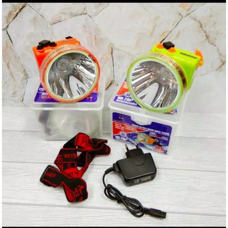 Senter Kepala Selam/Mitsuyama Ms-216 80 watt/Senter Kepala Diving/Headlamp Selam Cahaya Led Putih