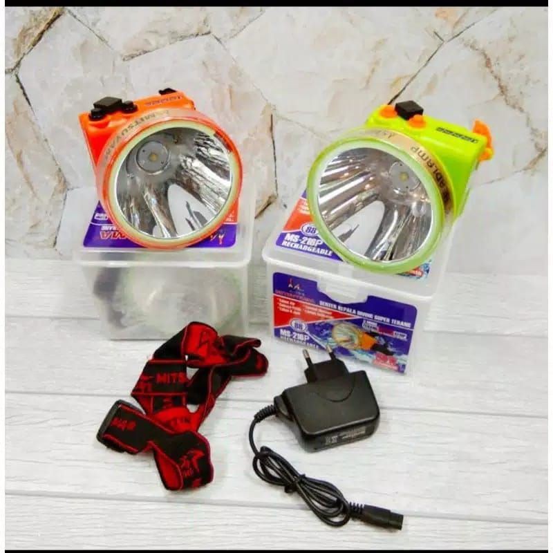 Senter Kepala Selam/Mitsuyama Ms-216 80 watt/Senter Kepala Diving/Headlamp Selam Cahaya Led Putih