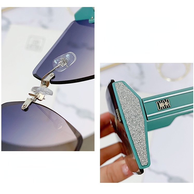 Hot Square Frame Frameless Trimmed Sunglasses Beach Fashion Shades Sunglasses Untuk Wanita