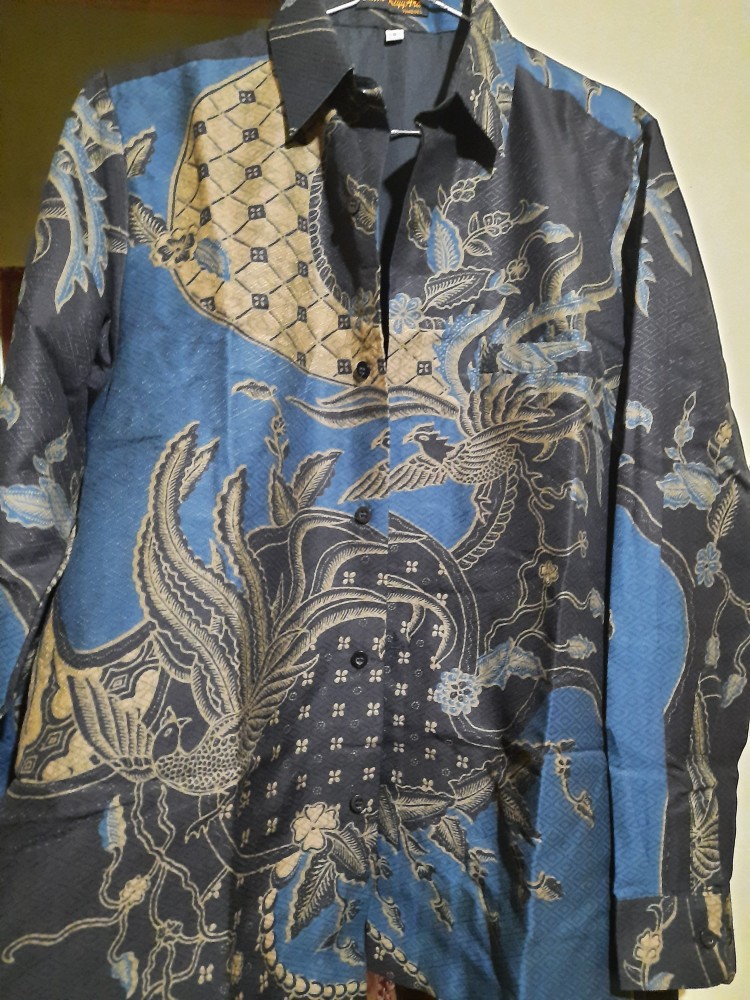 Kemeja Batik Pria Dobby Laseman Lengan Panjang  Premium Motif Pesik Kawung