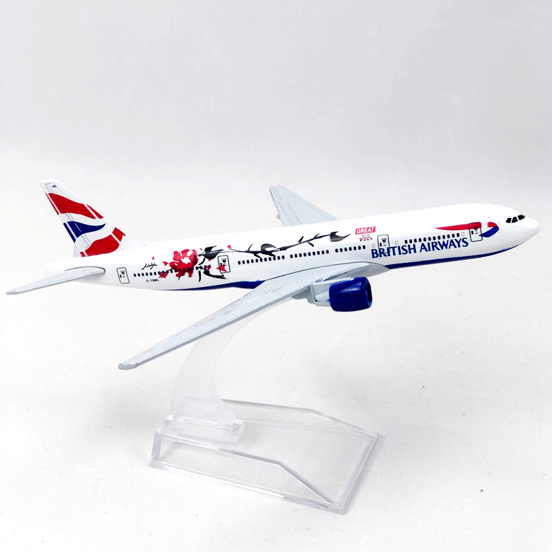 Mainan Model Pesawat Terbang Inggris Airways Plum Blossom Boeing 777 Diecast B777 Ukuran 16cm Dengan Landing Gear