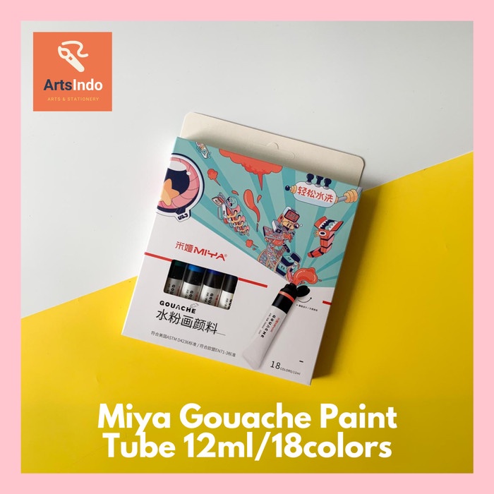 

(TERLARIS) Gouache Miya Paint Tube Cat Gouache Tube Set 18 Colors x 12ml