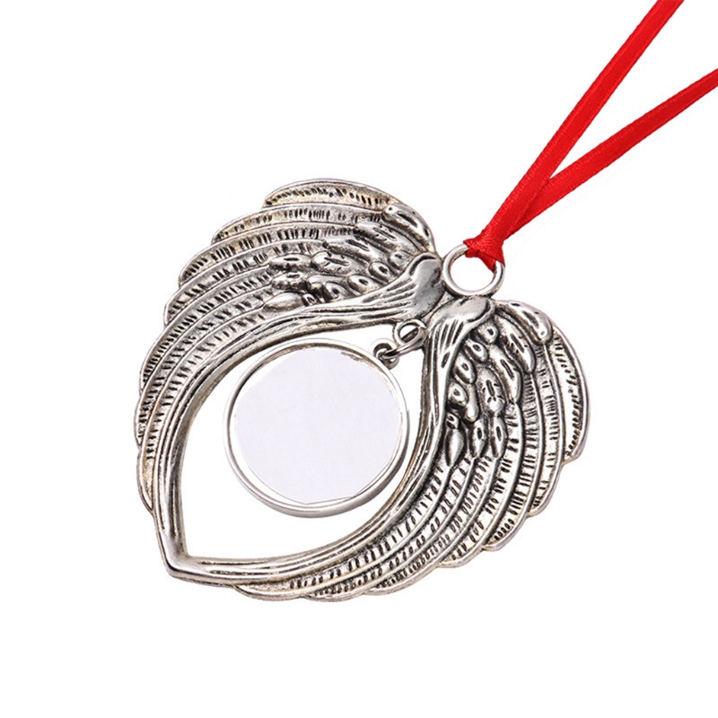 Ornamen Bingkai Foto Kosong Bentuk Hati Sayap Malaikat Bahan Alloy