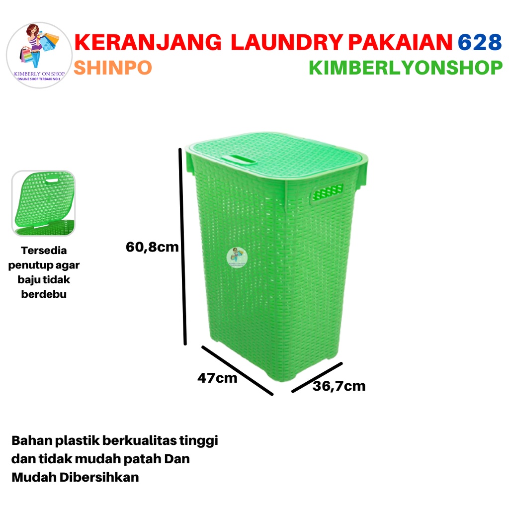 Keranjang Baju / Pakaian Laundry Basket Plastik Shinpo 628 Dahlia