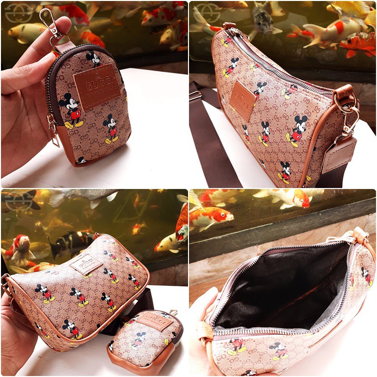 Fashion Mickey Mouse x6520 Tas Selempang Wanita free Dompet