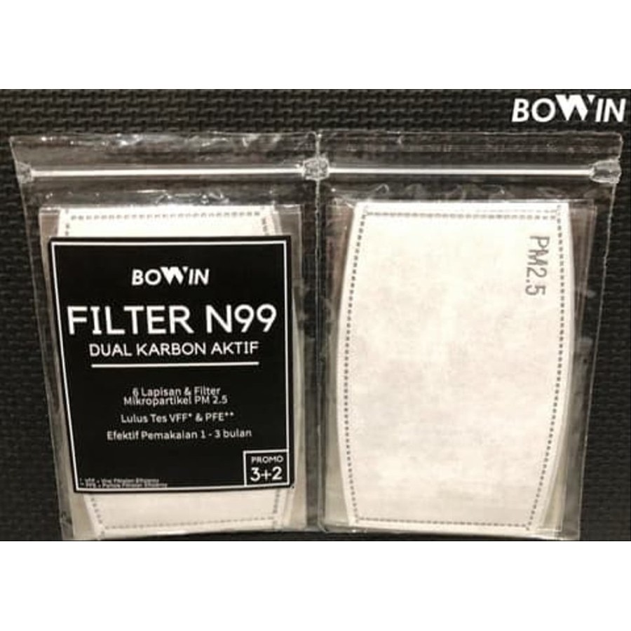 ISI 1 PCS Bowin Filter N99 - Double Karbon Aktif