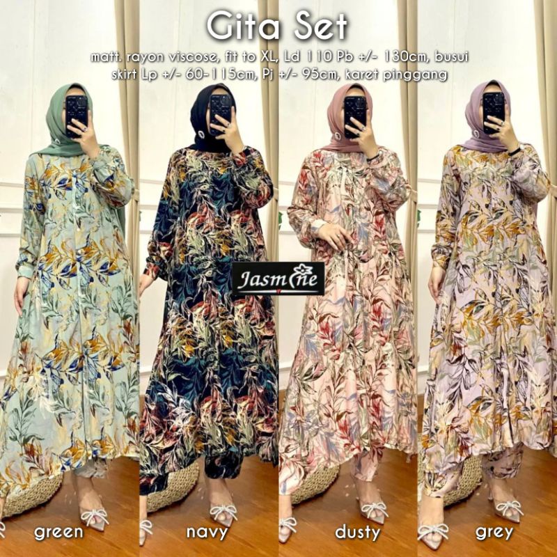 Gita set bahan rayon viscose stelan kulot wanita