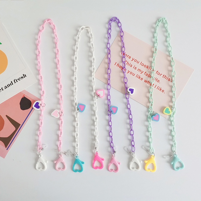 Fashion Acrylic,Heart Mask Lanyard Chain Lanyard,Anti-Lost,Face Mask Kalung,Kacamata Rantai Aksesoris