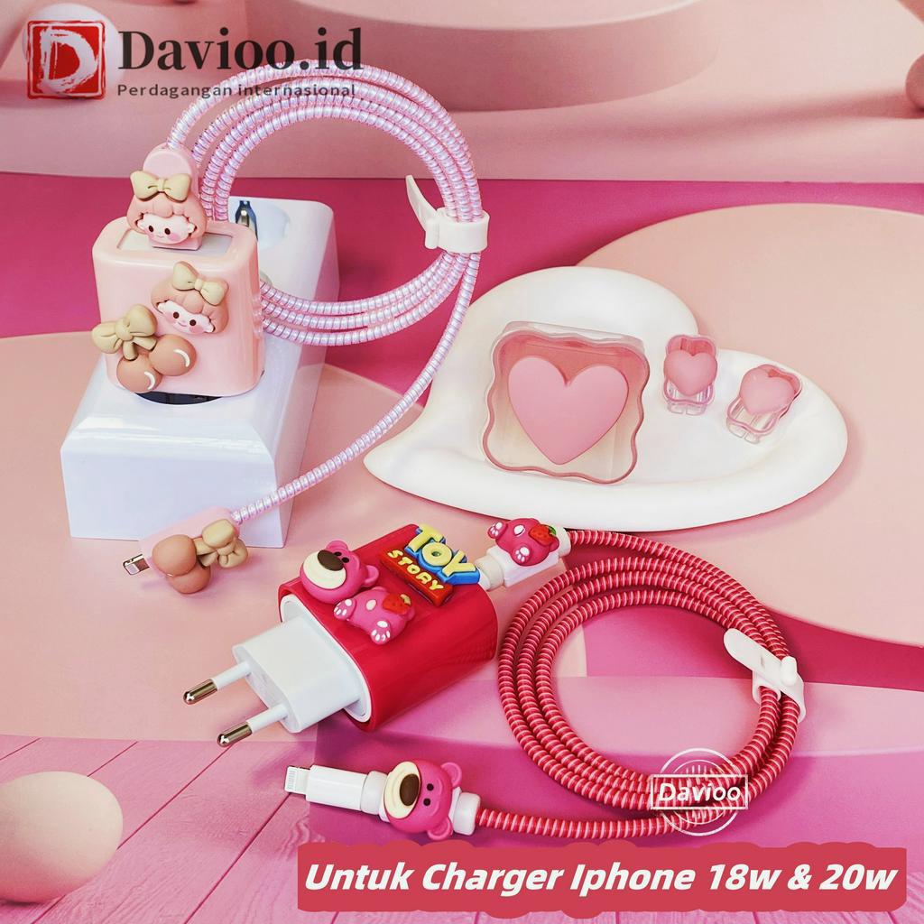 Iphone | Set 5PCS Paket Cover Pelindung Kabel &amp; Kepala Charger Untuk Charger Iphone 18w &amp; 20w