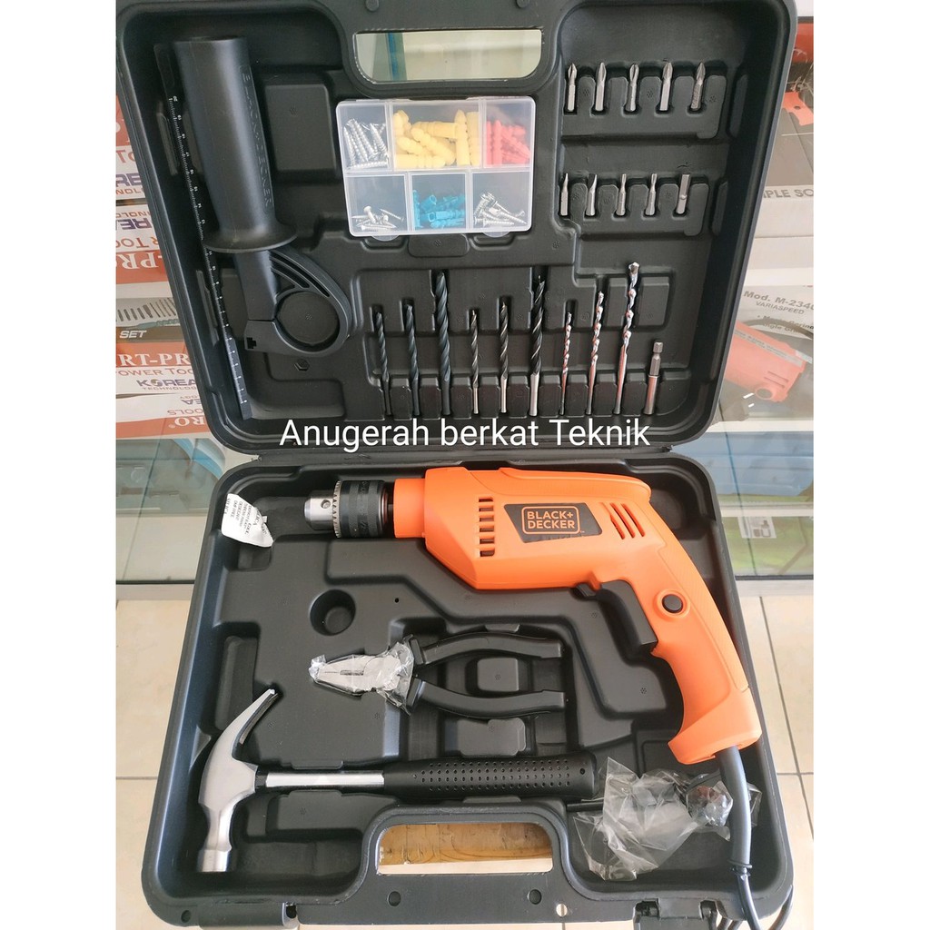 Paket Black Decker bor beton bor listrik asesoris lengkap 13 mm hand t