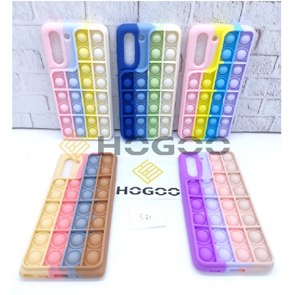 HOGOO SILICONE CASE POP IT SAMSUNG S21 - CASE PENGHILANG STRESS PUSH IT BUBBLE CASE RAINBOW