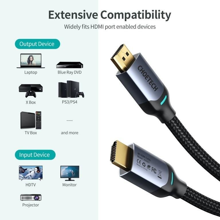 Kabel HDMI ke HDMI 2.1 Gold Plated 8K 60Hz 2 Meter XHH01