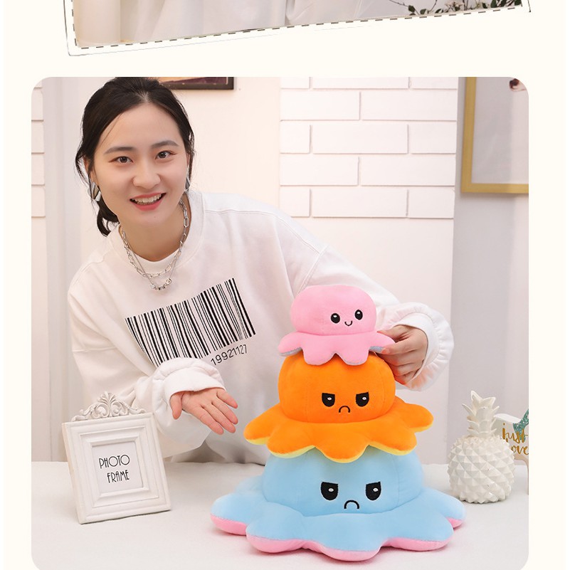 HIPPO LAND Boneka Gurita Octopus Doll Bisa Bolak Balik Cumi Ekspresi Rainbow Pelangi147-196-197