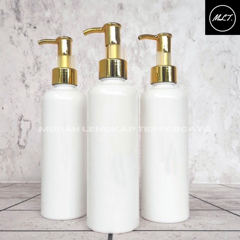 BOTOL PUMP REFILL 250ML GOLD / BOTOL 250 ML PUMP LUXURY GOLD PUTIH GOLD REFIL PET