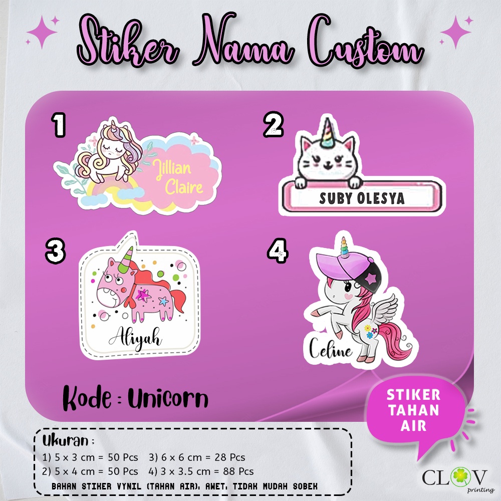 

(HARGA PERLEMBAR) CETAK STIKER NAMA CUSTOM