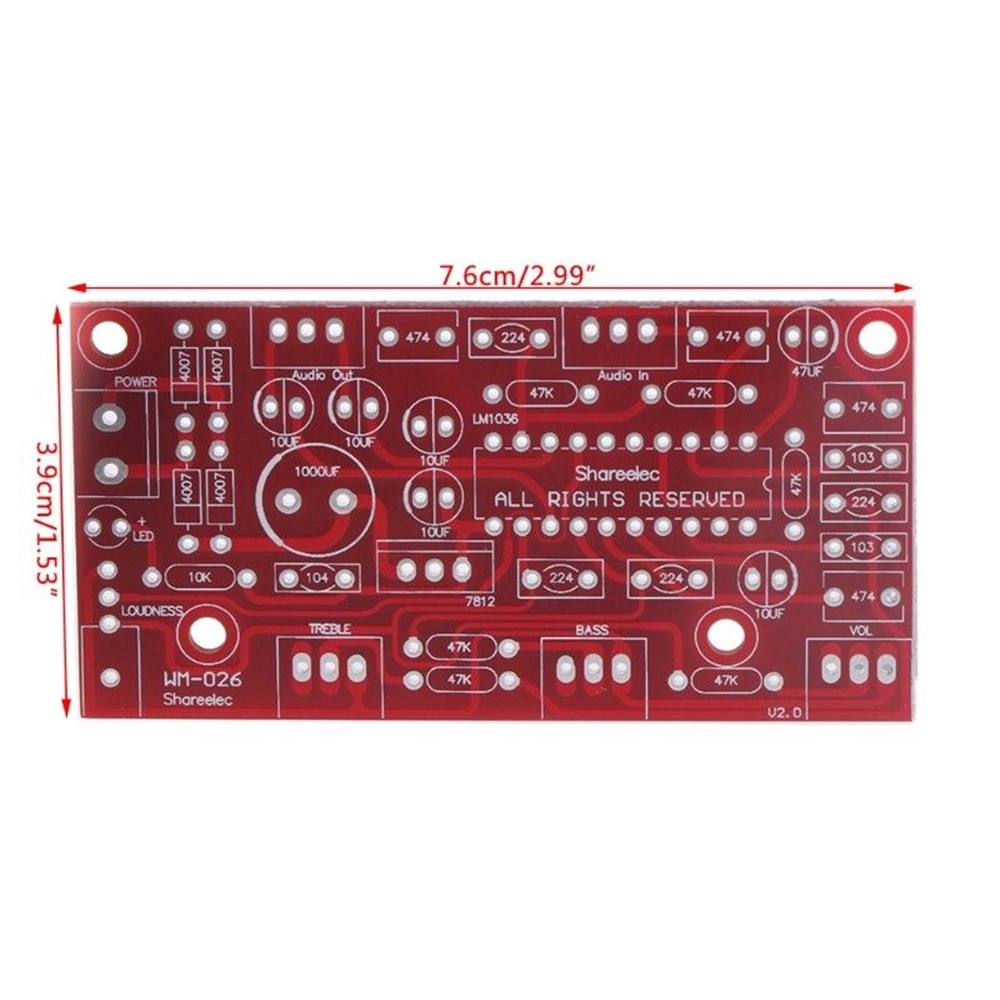 Kit Papan Sirkuit Elektronik Lm1036 Hifi Preamp Tone Bass Treble Kontrol Volume