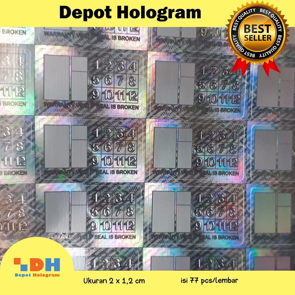 

(NEW) Stiker Hologram berbahan pecah telur uk. 1,2 x 2 cm silver