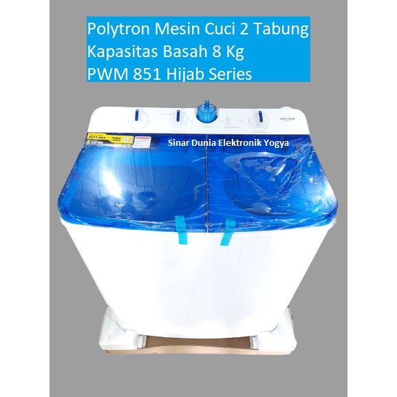 Polytron Mesin Cuci 2 Tabung 8 Kg PWM 851 Hijab Series PWM-851 Twin