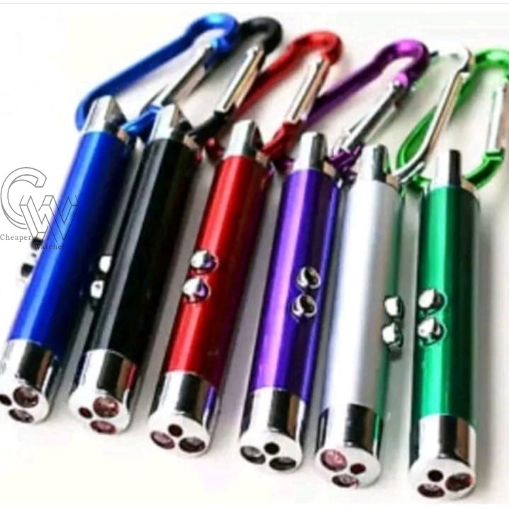 Cheaper-Lampu Laser Pointer Senter Mini Gantungan Keychain Senter 3  in 1 Ledlight