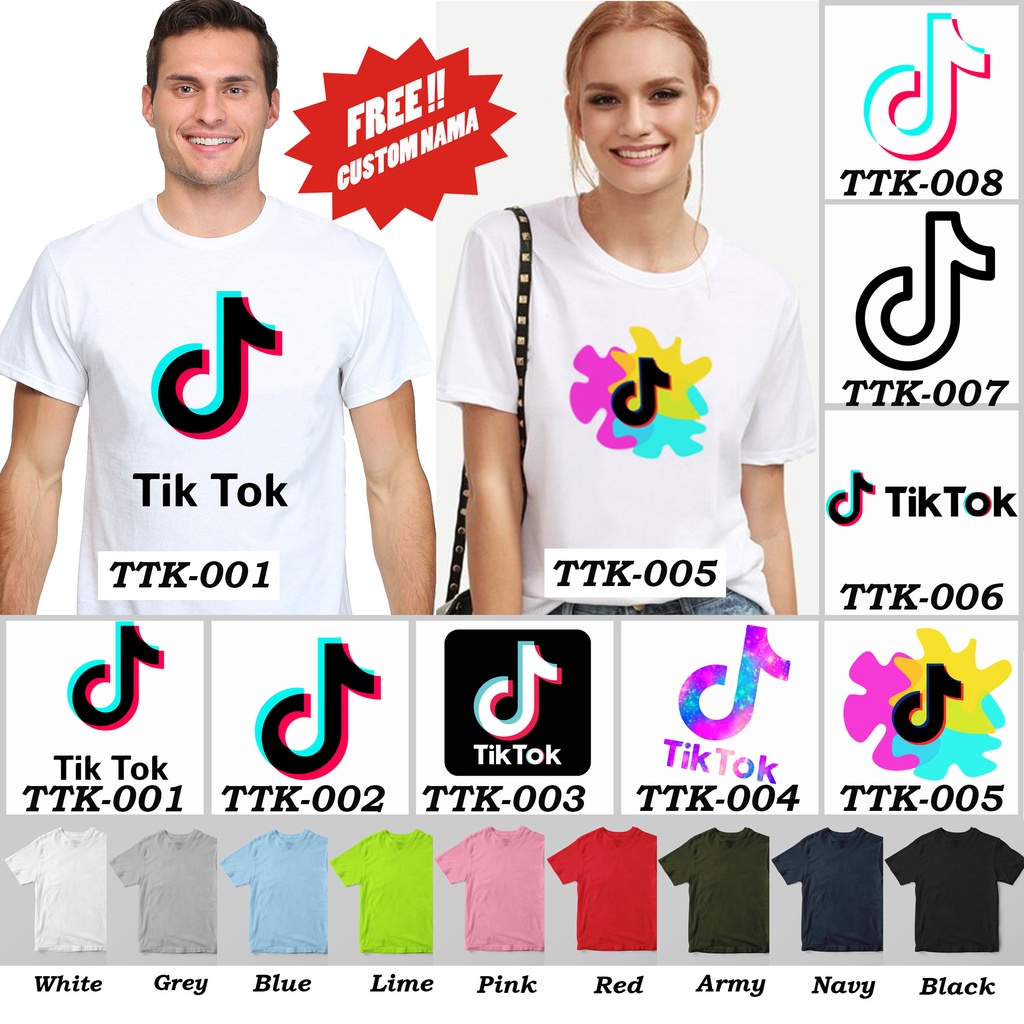 FREE CUSTOM NAMA !! Kaos TikTok Kualitas PREMIUM - BAHAN COMBED 30s