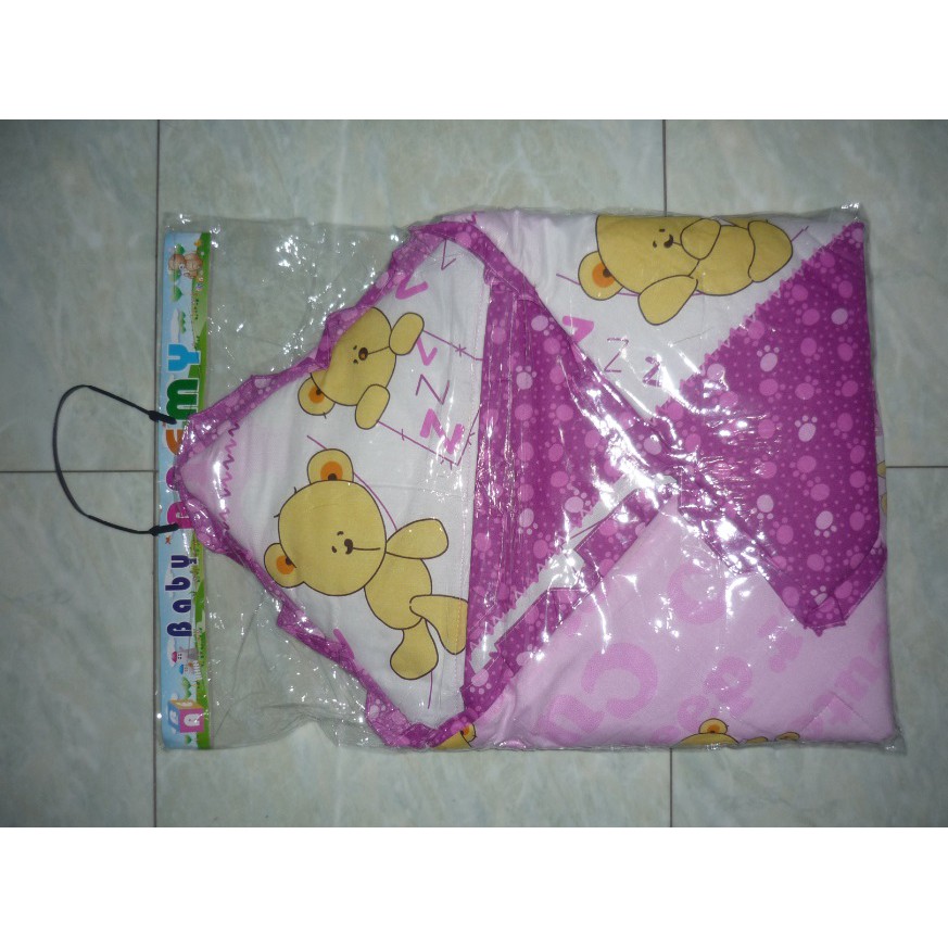 1PCS SELIMUT BAYI BONEKA Motif POLOS KEPALA BONEKA Bahan Tuil Poly TC atau Motif PRINT, Selimut Kartun Polos Boneka Warna Navy Merah atau Coklat [400gr]