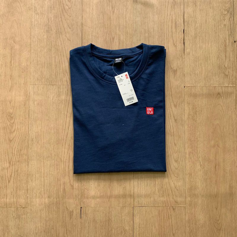 (Unisex) Kaos UNIQLO logo bordir /UNIQLO men O neck / t-shirt UNIQLO long Sleeve-PENDEK UNIQLO NAVY