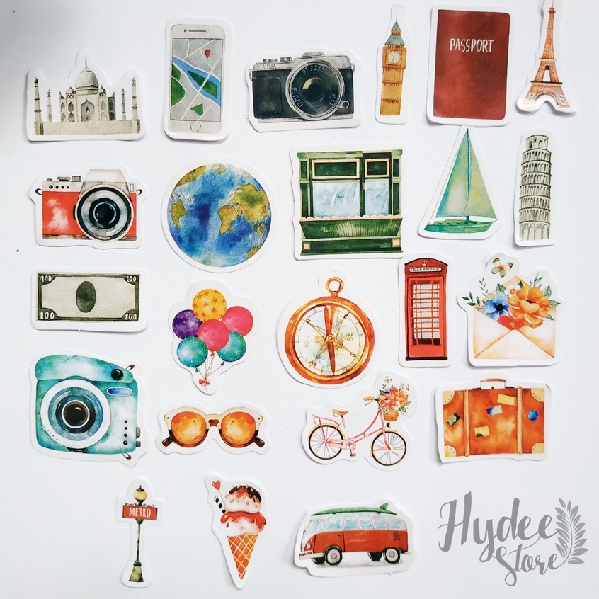 

5 pcs/aesthetic deco traveling sticker/ vintage journal/aesthetic journal/ journaling kit/ scrapbook/ kawaii sticker cute sticker/ 45