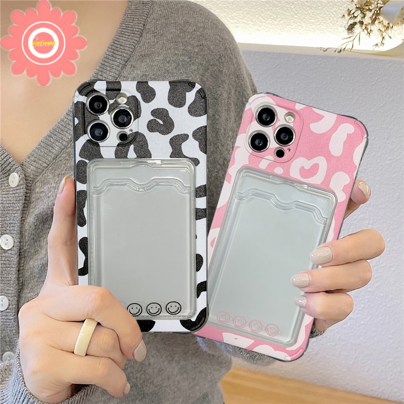 Case Imut Leopard Susu Transparan Oppo A54 A15 A15S A3S A95 A74 A16 A12E A35 A7 A5S A12 A11K reno 85g Tempat Kartu Sillcon Lembut Back Phone Cover