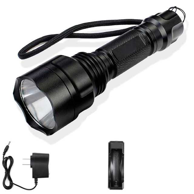 TaffLED Paket Senter LED Cree Q5 + 1xBaterai + Charger + Box - C8-Hitam