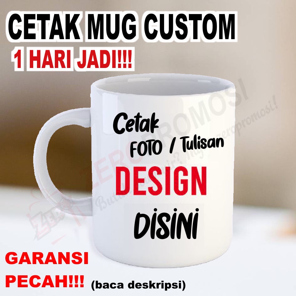 Jual Cetak MUG Custom Foto / tulisan tanpa minimal order Shopee Indonesia