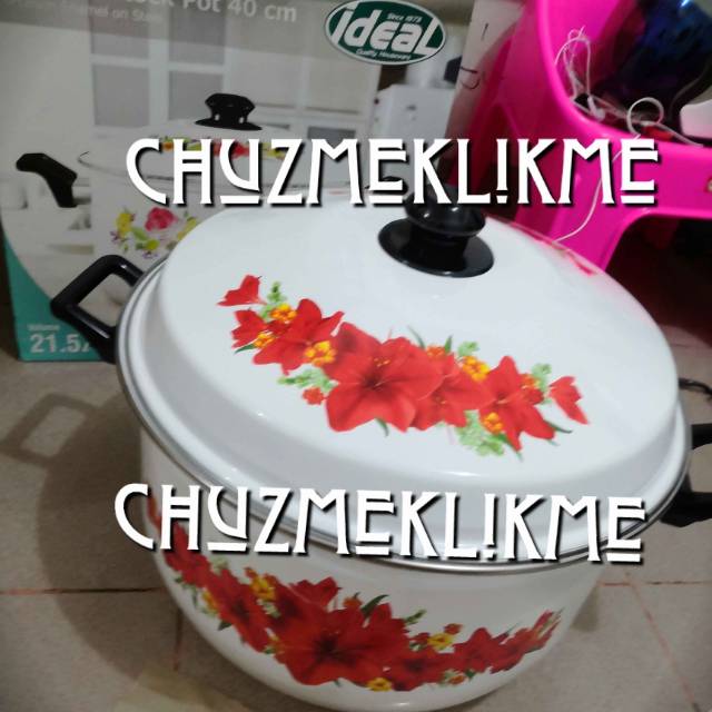 Panci oriental stock pot enamel 40 cm/ Panci enamel ideal 40 cm/panci besar enamel 40 cm