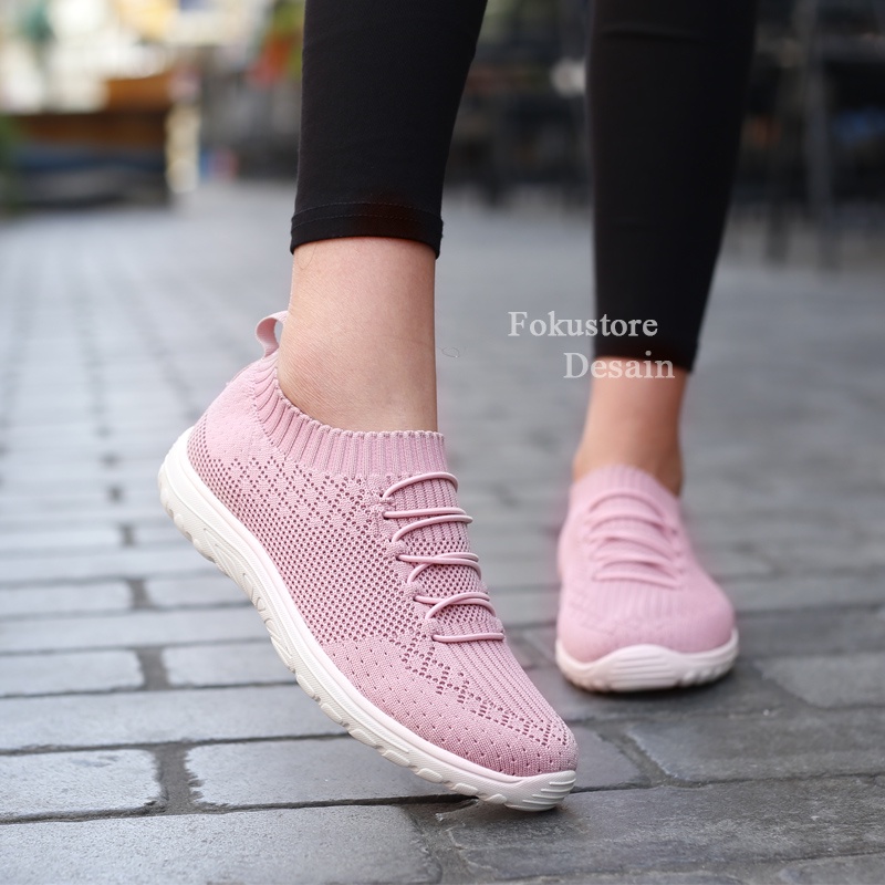 FOKU Sepatu Sneakers Wanita Sepatu Wanita Lembut Sepatu Kasual Wanita Terbaru