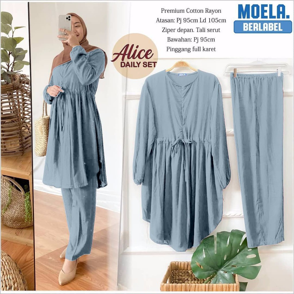 [COD] Alice Daily set Setelan celana JUMBO terlaris  SIZE L XL XXL Rayon Pajamas one set  Busui